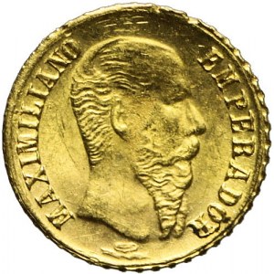 Meksyk, Maksymilian I, 1 peso 1865, złoto