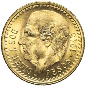 Meksyk, 2 1/2 peso 1945, złoto