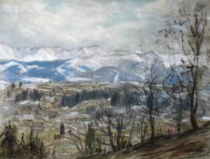Władysław SERAFIN (1905-1988), Pejzaż z widokiem na ośnieżone góry
