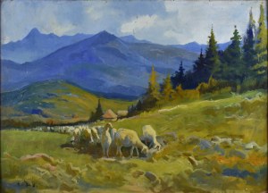 Michał STAŃKO (1901-1969), Pejzaż tatrzański z owcami