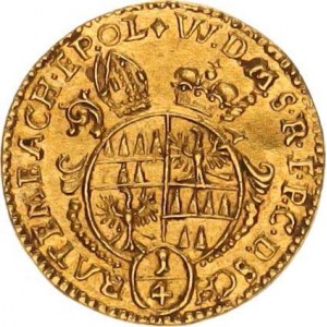 Olomouc - biskup., Wolfgang Schrattenbach (1711-1738), 1/4 Dukát b.l. SV 773 var.: nominál v oválu,