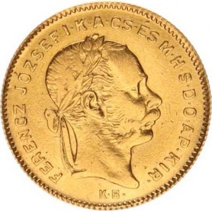 František Josef I. (1848-1916), 4 Forint = 10 Franken 1880 KB - I. typ, mladší portrét RR