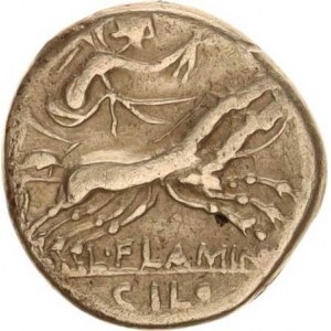 FLAMINIA, L.Flaminius Chilo (109-108 př.Kr.), Denár, hlava Romy / Viktorie na bize Seaby 1; Cr. 302