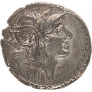 JUNIA, D.Silanus L.f. (91.př.Kr.), Denár, hlava Romy / Viktoria na bize Seaby 15