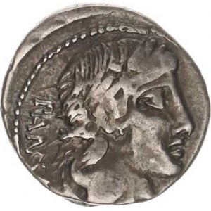 VIBIA, C.Vibius C.f. Pansa (90 př. Kr.), Denár, velká hlava Apolla zprava, za ní PANSA / Minerva na
