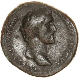 Antoninus Pius (138-161), Sestercius, stoj.Pietas zprava mezi S C s paténou, obětuje u oltá