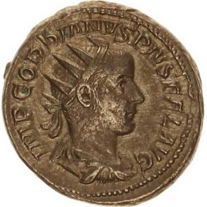 Gordianus III. (238-244), Antoninián, sedící Apollo zleva, drží olivovou ratolest a opírá s