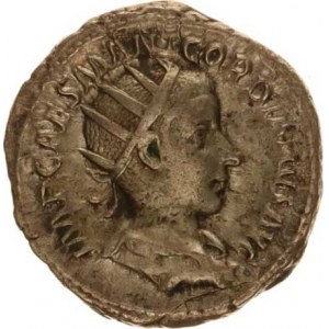 Gordianus III. (238-244), Antoninián, sedící Concordia zleva drží obět.misku a dvojitý