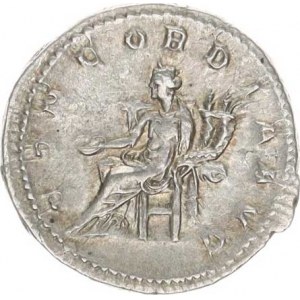 Gordianus III. (238-244), Antoninián, sedící Concordia zleva drží obět.misku a dvojitý