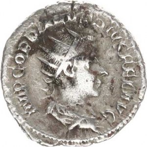 Gordianus III. (238-244), Antoninián, sedící Concordia zleva drží obět.misku a dvojitý