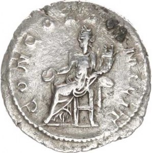 Gordianus III. (238-244), Antoninián, sedící Concordia zleva drží obět.misku a dvojitý