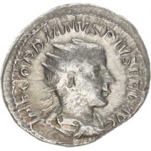 Gordianus III. (238-244), Antoninián, stoj.nahý Herkules s pravou rukou v bok a kyjem se op