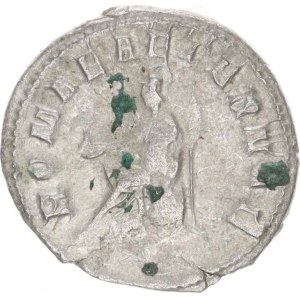Gordianus III. (238-244), Antoninián, sedící Roma zleva drží sošku Viktorie, vedle sebe má
