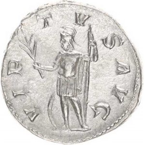 Gordianus III. (238-244), Antoninián, stoj.Virtus drží olivovou ratolest a oštěp, u nohou m