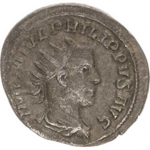 Philippus I. (244-249), Antoninián, stoj.Felicitas drží caduceus a roh hojnosti