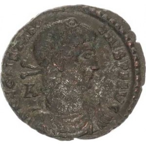 Constantius II. (324-361), AE 23, voják v přilbě drží štít a kopím sráží nepřítele z koně, v