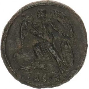 Constantinopolis - město (330-346), Malý Follis AE 18, stoj.Viktorie na přídi lodi, drží kopí a ští