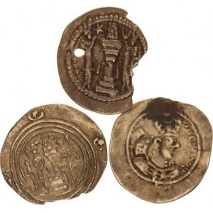 Sasánovci, Bahrám V. (420-438), Konvolut 3 ks AR drachem, (Bahrám V., Péróz I., Chusró II.)