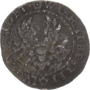 Baltazar Dirleber z Korneuburgu (+1602), Početní peníz b.l., Jáchymov Znak, opis / Přilbice s kleno