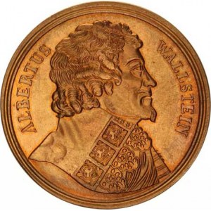 Valdštejn, Albrecht (1583-1634), Albertus Wallstein, poprsí zprava / 10-ti řádkový latinský nápis