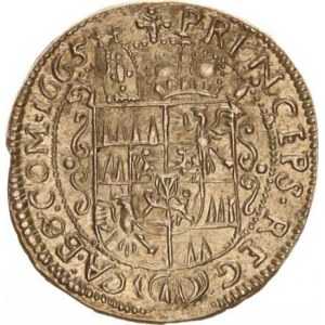 Olomouc, Karel II. Liechtenstein (1664-1695), 3 kr. 1665 zn.špice SV 315 C4/B1, dr. hr.