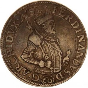 Ferdinand - arcivévoda (1565-1595), Zlatník (60 kr.) 1574, Tyroly Hall RR opis: FERDINANDVS. D