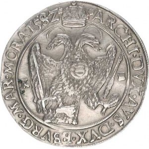 Rudolf II. (1576-1612), Tolar 1582 KB Husz. -, jako 1030, ale kruhy kolem hlav nepřeru