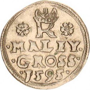 Rudolf II. (1576-1612), Malý groš 1595, Jáchymov-Hoffmann HN 8b var.: v av. všude tečk