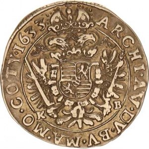 Ferdinand II. (1619-1637), 1/4 Tolar 1633 KB, Kremnice R Husz. 1189 6,862 g, tém.