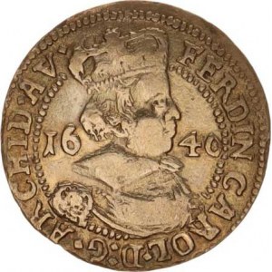 Ferdinand Karel - arcivévoda (1632-1662), 3 kr. 1640, Tyroly Hall, mír. exc. ražba, tém.