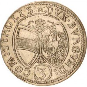 Ferdinand Karel - arcivévoda (1632-1662), 3 kr. 1646 Tyroly, Hall var.: rozdělovací znaménka dvojte