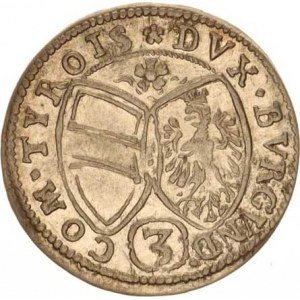 Ferdinand Karel - arcivévoda (1632-1662), 3 kr. 1650 Tyroly, Hall - var.: TYROIS (schází písmeno L)
