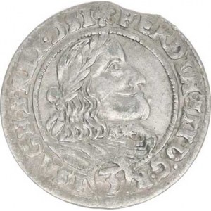 Ferdinand III. (1637-1657), 3 kr. 1656 b.zn., Vratislav-Hübner MKČ 1295 var.: nad hlavou