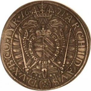 Leopold I. (1657-1705), Tolar 1671 Vídeň-Faber R Holh. 234/III var. v av. hl