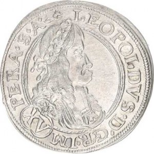 Leopold I. (1657-1705), XV kr. 1664, Praha-Margalík Hol.64,3.1 R, škr. v rv.