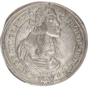 Leopold I. (1657-1705), XV kr. 1664 KB Hol.64.1,3 var. A - navíc za hlavou velká maš