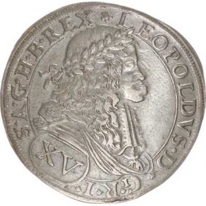 Leopold I. (1657-1705), XV kr. 1674, Vídeň-Faber Hol.74.1,2 ražba na válcov. stroji