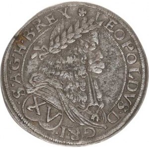 Leopold I. (1657-1705), XV kr. 1676 Vídeň Hol.76.1,3 var. A, patina, tém.