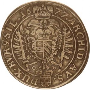 Leopold I. (1657-1705), XV kr. 1677 CB, Břeh-Brettschneider Hol.77.1,1 RR, tém.