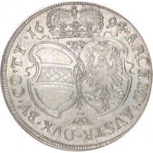 Leopold I. (1657-1705), XV kr. 1694 b.zn., Tyroly, Hall Hol.94.1,2 sbírkový stav