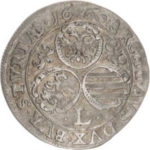Leopold I. (1657-1705), 3 kr. 1660 L, Štýrsko-Graz R, mělčí ražba opisu