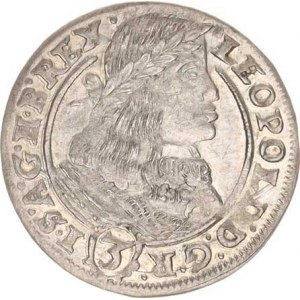 Leopold I. (1657-1705), 3 kr. 1661 GH, Vratislav-Hübner MKČ -, opis: LEOPOLD.D:G.R.()