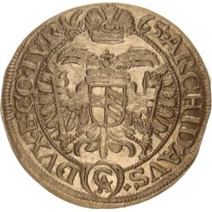 Leopold I. (1657-1705), 3 kr. 1665 CA, Vídeň-Cetto var.: velká 3 +chyboražba v Rev.: