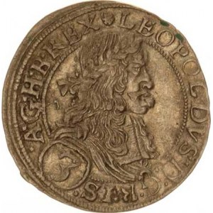 Leopold I. (1657-1705), 3 kr. 1669 Vídeň-Faber var: .DVX.B.CO.TVR (písmeno V místo Y !)