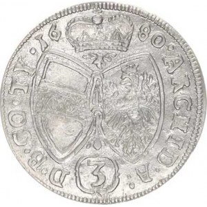 Leopold I. (1657-1705), 3 kr. 1680, Tyroly Hall, tém.