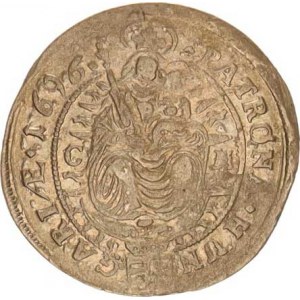 Leopold I. (1657-1705), 3 kr. 1696 CM, Košice jako Husz. 1479, ale poprsí v dvojkruhu