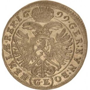 Leopold I. (1657-1705), 3 kr. 1699 GE, Praha-Egerer MKČ -, písmeno V ve jménu, obou