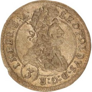 Leopold I. (1657-1705), 3 kr. 1700 GE, Praha-Egerer var.: úzké poprsí, opis.: LEOPOLDVS.