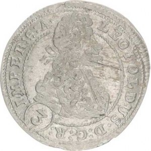 Leopold I. (1657-1705), 3 kr. 1701 GE, Praha-Egerer MKČ 1429, dr. vada stř. v av.