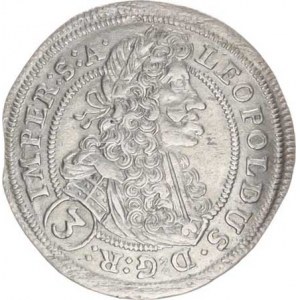 Leopold I. (1657-1705), 3 kr. 1703 GE, Praha-Egerer var.: perlovec pokračuje až k nomin
